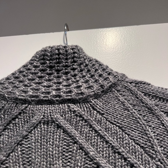 Autumn Cashmere gray peplum zip up mock turtle neck sweater. - Picture 5 of 6